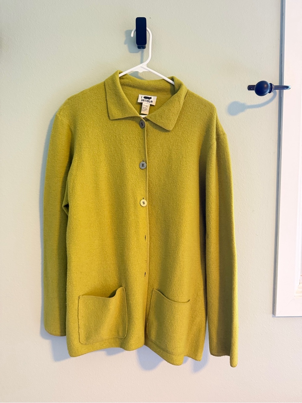 Vintage 100% Wool Boiled Wool Jacket
Cardigan Lime Chartreuse